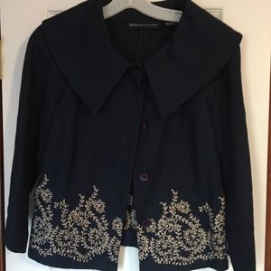 Navy Dana Buchman Work Blazer with Embroidery
